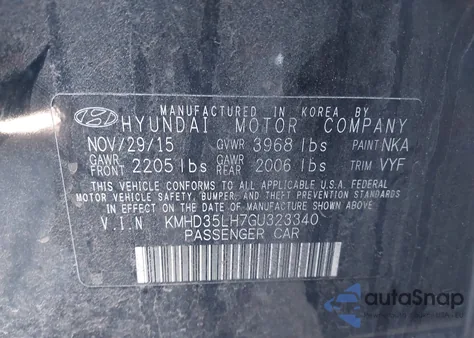 2016 Hyundai Elantra Gt z USA, uszkodzony, nr VIN KMHD35LH7GU323340